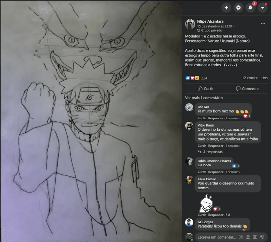 Desenhos Método FanArt 2.0 - Desenho completo da família do Naruto